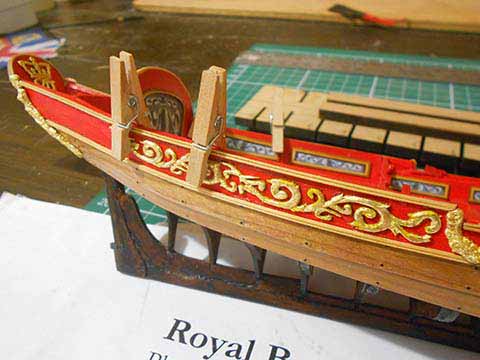 Queen Anne barge fitting the gilded stern carving
